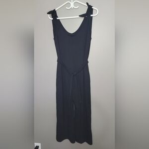 EMK Black Sleeveless Jumpsuit Wideleg Cropped Flowy Boutique Canadian Made XS